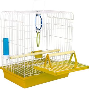 Imagem de Gaiola Poleiro Slim para Calopsita com Bandeja Removível, Kit Completo, Brinquedo, Comedouro e Bebedouro