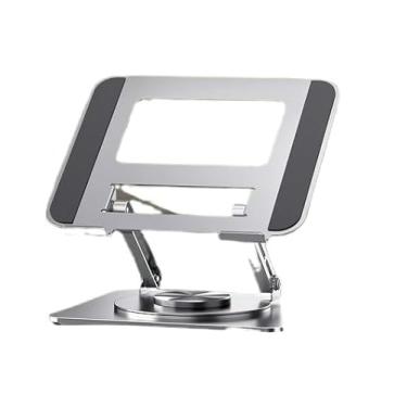 Imagem de Suporte para Notebook- Base Giratória 360° Ajustável com 2/3 Alturas, Dobrável e Portátil para Home Office(A-2 camadas girar (prata))