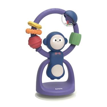 Imagem de Brinquedo Cadeirinha De Sucção Macaco Roxo M16 Para Bebês - Ideal Refeição, Desenvolvimento Sensorial E Motor, Distrai Na Alimentação