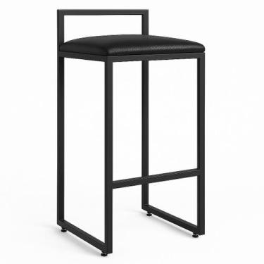 Imagem de Banqueta Alta Estilo Industrial Quadrada com Encosto com Assento Estof