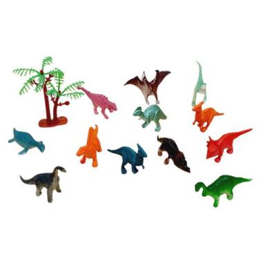 Imagem de Kit dinossauro animais tubinho 13 peças brinquedo infantil lembrancinh