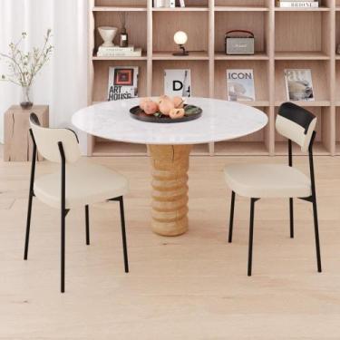 Imagem de Conjunto 4 Cadeiras de Jantar Mynna Tecido Revest Sintético Est.Preta 