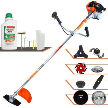 Imagem de Máquina de Cortar Grama Lateral À Gasolina Vulcan VR430S 43cc 1,7HP de Potência 10.000rpm Roçadeira Completa Com 8 Opções de Cortes + ÓLEO STIHL 8017