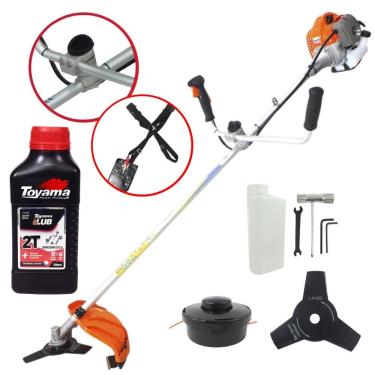 Imagem de Roçadeira  Vulcan VR430-P 43cc 1,7HP de Potência Aparador de Grama Completo Com Cabeçote de Nylon + Lâmina 3 Pontas + ÓLEO TOYAMA 2 Tempos