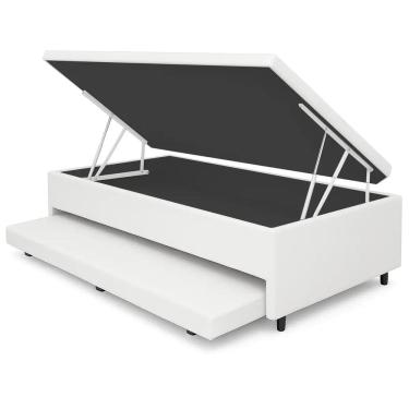 Imagem de Base Box Baú Solteiro com Auxiliar Corino 43x188x88 Alto Nivel Cor Branco