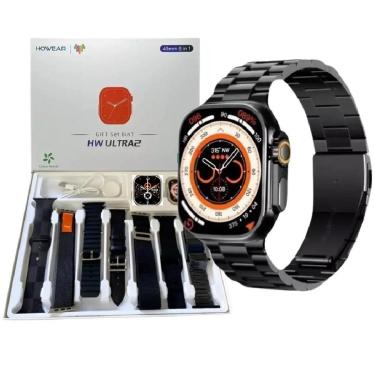 Imagem de Relogio Smartwatch Hw Ultra2 49mm 8x1 +7 Pulseiras Com Chat Gpt - Preto