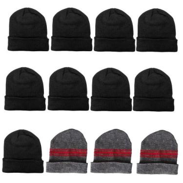 Imagem de Kit C/12 Touca Gorro Tamine D-6 Unissex Básico, Cinza, Preto