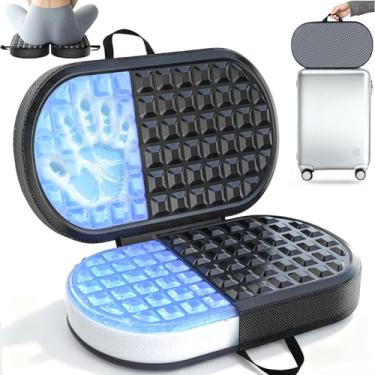 Imagem de Almofada de assento portátil de espuma viscoelástica para viagens, almofadas de cadeira de resfriamento de avião para voos longos, cóccix, alívio da dor ciática, almofada de assento dobrável à prova