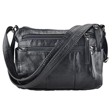 Imagem de VOLGANIK ROCK Bolsa de ombro feminina de couro sintético macio bolsa transversal e bolsas leves para mulheres, Preto - 25,9 cm (10,, Medium