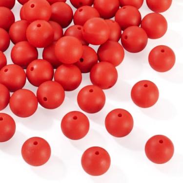 Imagem de 50 peças de contas redondas de silicone de 15 mm contas focais de silicone de borracha espaçadores soltos para caneta com contas, chaveiro pulseira, colar, joias, artesanato, contas, suprimentos