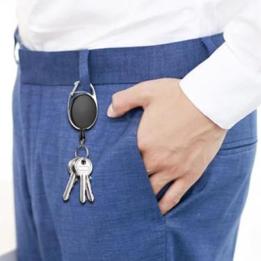 Imagem de Carretéis retráteis pretos resistentes, porta-crachás de identificação, clipe retrátil, porta-chaves em massa com anel para funcionários de escritório, presentes de enfermeira médica