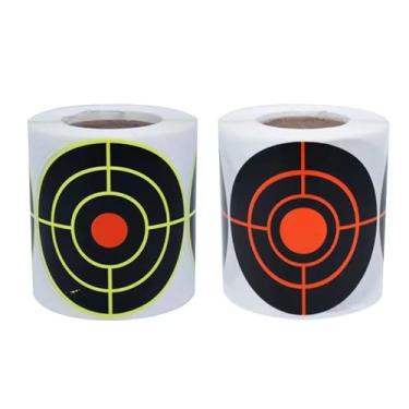 Imagem de Airsoft-Targets – 100 peças de adesivos de alvo de papel com alvo vermelho fluorescente preto para prática aprimorada