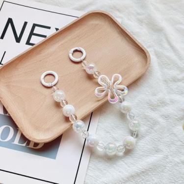 Imagem de Corrente de telefone celular com contas de acrílico antiperda chaveiro copo de água pingente bolsa fone de ouvido corrente para câmera