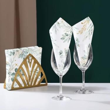 Imagem de 20 guardanapos descartáveis macios e duráveis com estampa de folha de eucalipto – 2 camadas de polpa de madeira, com detalhes dourados, perfeitos para festas, aniversários, Halloween, eventos de Natal