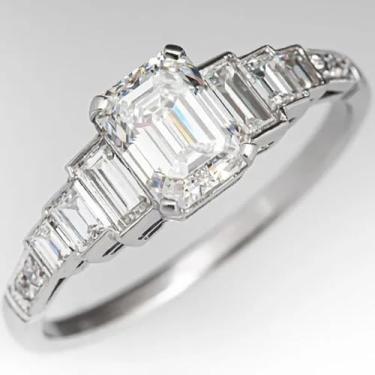 Imagem de Anéis de noivado com zircônia cúbica quadrada banhada a ouro branco, requintados, elegantes, alianças de compromisso, festas noturnas, presentes de dia dos namorados, alianças de eternidade para