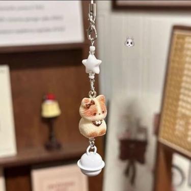 Imagem de Lindo desenho animado tridimensional gato sino cordão para celular chaveiro combinando moda bolsa acessórios berloques, 14.5cm, Plástico Resina, Sem Pedra Preciosa