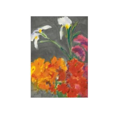 Imagem de Pôster e impressões em tela de flores vintage - reprodução de pintura de arte de parede famosa - íris e flores de verão - imagens para sala de estar 60 x 85 cm 24 x 33 polegadas sem moldura