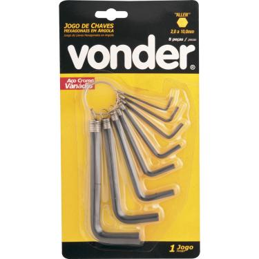 Imagem de Jogo Chave Hexagonal Allen 2,0-10,0mm Tipo L Curta Argola Cr