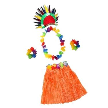 Imagem de Deevoka Saia de grama para mulheres saia havaiana para comemoração performance, Saia Laranja de 60