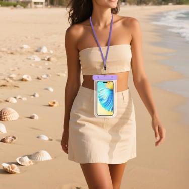 Imagem de Capa de celular selada luminosa PVC à prova d'água capa de natação bolsa impermeável para celular (Roxo)