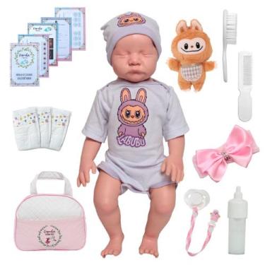 Imagem de Bebe Reborn Boneca Lívia Enxoval Labubu Bolsa Pelúcia - Cegonha Reborn
