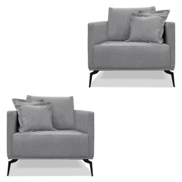 Imagem de Kit 2 Poltronas Para Sala De Estar Sirius Linho Metálicos Gr