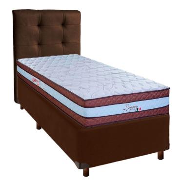 Imagem de Conjunto Cama Box Marrom Solteiro + Colchão Molas Ensacadas Legaccy Paropas + Cabeceira