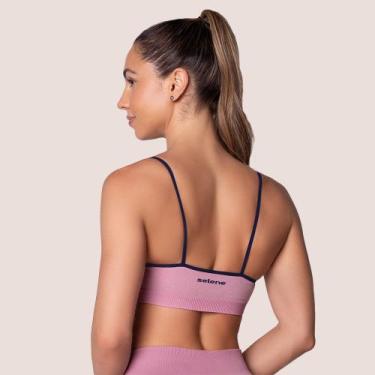 Imagem de Top Quadriculado Sem Costura com Bojo Removível Selene, Malva mescla, 