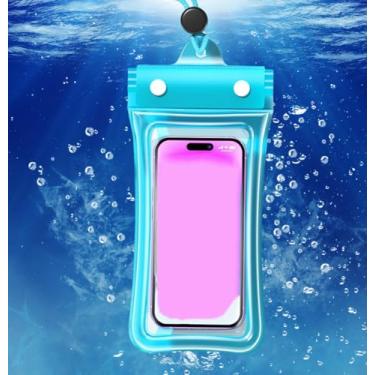 Imagem de Bolsa impermeável para celular, bolsa flutuante à prova d'água com tela sensível ao toque, capa universal para celular, fotografia subaquática para natação, rafting, mergulho (azul, 26 x 11 cm)