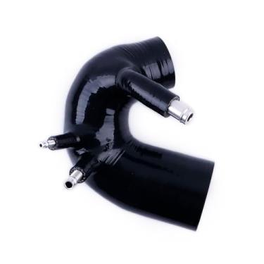 Imagem de XAJINGSU Kit de duto de tubo de mangueira de indução de entrada de ar de silicone para motor Fiat Abarth 500 595 695 T-JET 1,4L Garrett Turbo 1 peça 4 camadas 5,4 mm espessura 11 cores (preto
