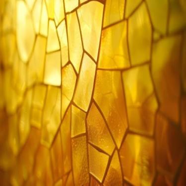 Imagem de Quadro Decorativo Luminária Amarela Estampa Padrão Laranja e Amarelo - Arte Moderna para Decoração de Parede 30x30cm