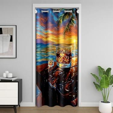 Imagem de Cortina de porta infantil com uísque, Havaí, verão, oceano, praia, praia, praia, praia, quarto, porta, sala de estar, vinho, cerveja, vidro, madeira, tábua, rústico, marrom, privacidade, 1 painel, 132