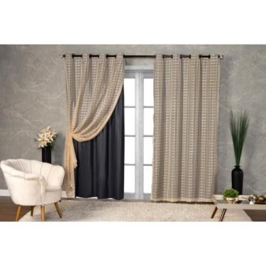 Imagem de Cortina Blackout prata 2,80 m x 2,30 m com Xadrez para sala quarto porta balcão(AVELA,2.80mt LARGURA x 1.60mt ALTURA)