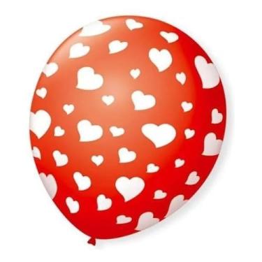 Imagem de Balões São Roque 9 Polegadas Tema Coração Vermelho Quente 25 unidades