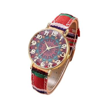 Imagem de sumayin Relógio feminino com alça tecida fashion com estampa de arco-íris relógios femininos boho hippie estilo casual maravilhoso presente feminino boêmio, 4