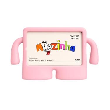 Imagem de Capa Infantil Para Tablet Galaxy Tab A Tela 10.1'' Polegadas T510 T515, Capinha Anti Impacto Case Mãozinha EVA Emborrachado Maleta Não Tóxico (Rosa Bebê)