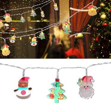 Imagem de NOLITOY Cordão de luz LED de Natal brilhante de 40 metros, 40 lâmpadas operadas por pilhas, Papai Noel, pinheiro, fada, cordão de luzes para ambientes internos e externos, decoração de lareira de