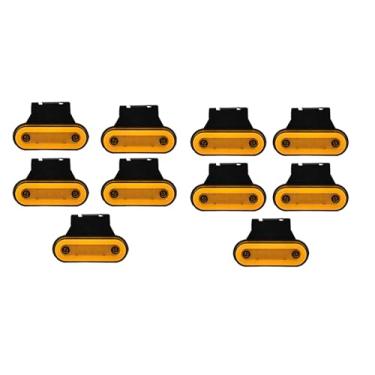 Imagem de Kit 10 Lanternas Delimitadoras LED âmbar Strobo 12V 24V Caminhão, Carreta e Máquinas Agrícolas
