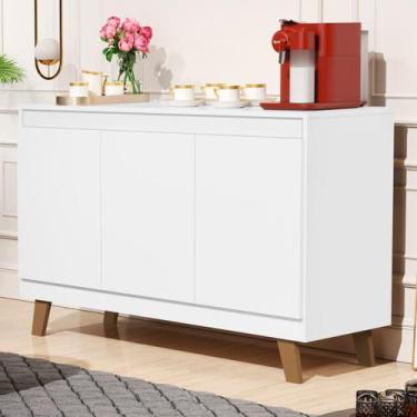 Imagem de Buffet Bela 3 Portas Balcão Moderno Pé Madeira Maciça Sala Cozinha Can