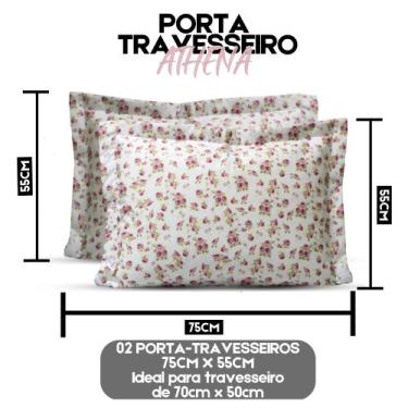 Imagem de Kit Porta Travesseiro Percal 180 Fios Algodão 02 Peças Toque Macio Div