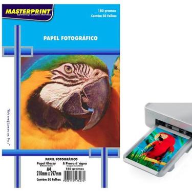 Imagem de Papel Foto Glossy prova dagua A4 180g 50fls Brilhante Secagem Rápida I
