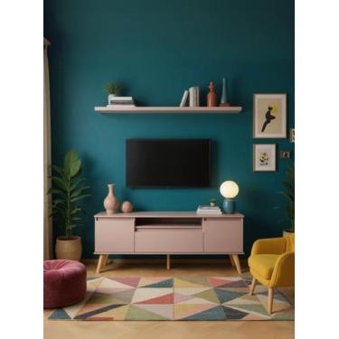 Imagem de Rack para TV com Prateleira 150cm Retro Mdf Dallas - On Móveis, Rosa