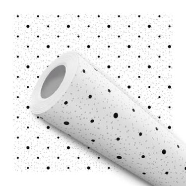 Imagem de Papel De Parede Adesivo Lavável Bolinhas Preta Cinza 10m - Deliquadros