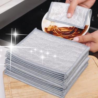 Imagem de Pano de cozinha frente e verso para lavar louça, escova de panela não machucada, esponja de limpeza doméstica, pano de cozinha resistente a óleo espesso (5 peças)