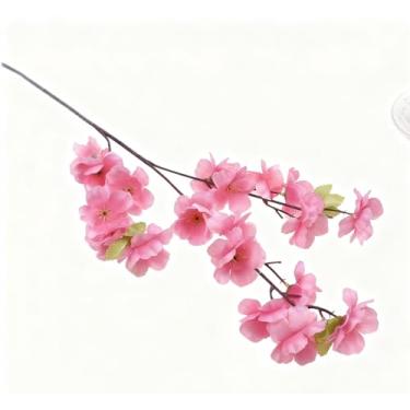 Imagem de Flores artificiais - flor de seda com hastes rosa flor de cerejeira arranjos florais falsos para casa de banho escritório mesa central prateleira decoração de casamentos