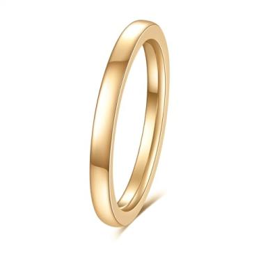 Imagem de YOESDIE Aliança de casamento de ouro de 2 mm, 4 mm, 6 mm, para mulheres e homens, anel empilhável banhado a ouro 14 K, anel de dedo fino com cauda de polegar | Ajuste confortável tamanho 3-15, Titânio
