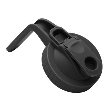 Imagem de 1 frasco de vidro de boca larga com tampa de bico hermético com alça, transforma seu pote de vidro em jarra, tampas flip duráveis sem BPA, fácil de limpar, ajuste para potes de conserva (preto, boca