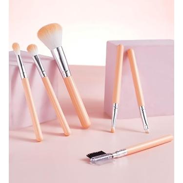 Imagem de Kit de pincéis de maquiagem profissionais de 6 peças – cerdas sintéticas macias e densas, ótimo para misturar base, contorno e destaque