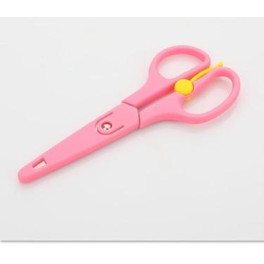 Imagem de 1 tesoura de metal de plástico DIY para estudantes com elasticidade para álbum de recortes, papel de tesoura, material de papelaria escolar (1 peça))