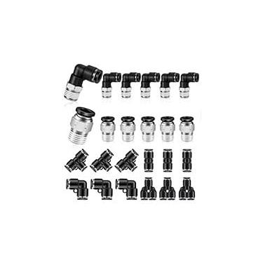 Imagem de QITUO Kits de acessórios push to connect, tubo de 4 mm OD x 1/4 polegada NPT rosca macho cotovelo e reto pneumático conexão rápida kits de encaixe de mangueira de ar acessórios de tubo acessórios de